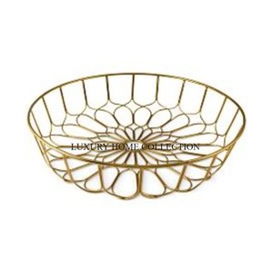 ตะกร้าผลไม้และขนมปังสำเร็จรูปเหล็กสีทองทำด้วยมืออย่างสวยงามออกแบบมาสำหรับห้องครัวสไตล์เรียบง่ายและวินเทจ - Product Image 2