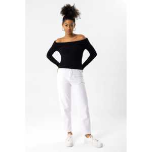 Blusa de Manga Larga Ajustada con Hombros Descubiertos - Product Image 1