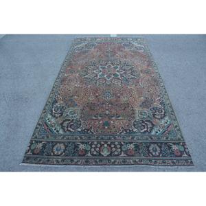 Grand tapis turc vintage 5x9,4 pi (152x285 cm), tapis persan brun - Product Image 1