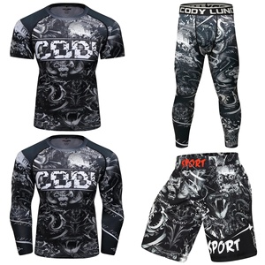 ชุดกีฬา MMA 2ชิ้นสำหรับผู้ชายรวมทั้ง rashguard และกางเกงขาสั้นสำหรับมวยไทย BJJ คิกบ็อกซิ่งยิม2025เทรนนิ่ง - Product Image 1