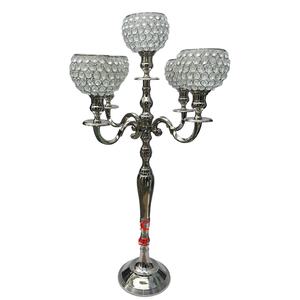High Quality Handmade Metal 5-Candle Candelabra Crystal <b>Globe</b> Votive Customizable Wedding Centerpiece Candle Holder Christmas - Product Image 1