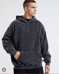 Custom French Terry Oversize Hoodie <b>Thick</b> <b>Fleece</b> Drop Shoulder Plain Custom Heavyweight Hoodies Pullover Men Acid Wash Hoodies - Product Image 5