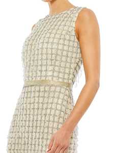 Robe de cocktail brodée en satin poly-maille élégante pour dames d'été respirante longueur genou avec perles perles caractéristique antistatique - Product Image 2