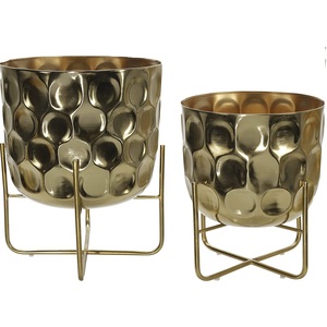 Pots de fleurs pour décoration de maison et de jardin Jardinières personnalisées Lot de 2 jardinières de finition plaquées or à bas prix - Product Image 1