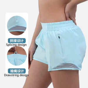 Nuevos pantalones cortos deportivos Lulu para mujer, pantalones cortos transpirables de malla de secado rápido desnudos para Yoga Fitness - Product Image 5