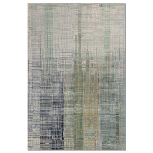 Alfombra Kavi Gris y Negra Anudada a Mano de Lana y Seda de Bambú con Patrón Abstracto para Uso Doméstico-Srb(701(Ox)) - Product Image 1