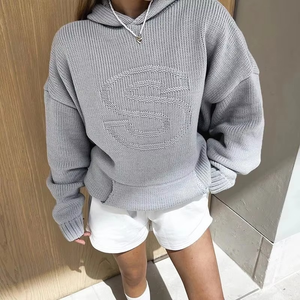 Sudadera informal Y2K Retro American Hip-Hop para mujer, Sudadera con capucha de punto con letras S para invierno, moda de otoño holgada - Product Image 5