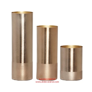 Florero de Metal de alta calidad, jarrón de cilindro de flores chapadas en cobre, para casa real - Product Image 2