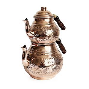Tetera Turca Clásica de Cobre Hecha a Mano, Tetera de Cobre Tallada a Mano, Juego de Teteras de Color Cobre - Product Image 6