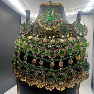 Ensemble de bijoux de mariage vintage afghan de forme personnalisée, fabrication directe, collier, boucles d'oreilles, ensemble de bijoux pour porter lors d'un mariage - Product Image 3