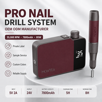 Machine à ongles professionnelle 35000 tr/min 85W, couple élevé, contrôleur numérique E-File 7800mAh avec moteur sans noyau pour salon