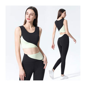 Venta al por mayor de mujeres sólidas de cintura alta Activewear Gimnasio Yoga Leggings Sujetador Conjunto de entrenamiento Suministro de fábrica Bangladesh - Product Image 2