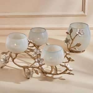 Bougeoirs et bocaux en métal taillé de feuilles de qualité supérieure Caractéristiques élégantes pour la salle à manger Autres bougeoirs Lanternes Bocaux à bougies - Product Image 2