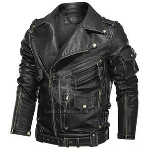 Chaqueta de Motociclismo de Cuero de Primera Calidad, Costuras Superiores, Material de Cuero Genuino, Resistente al Viento, Duradera y Ligera - Product Image 2