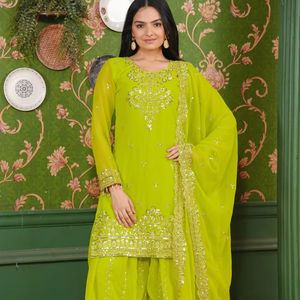 Hermosa secuencia bordada traje Sharara para fiestas - Product Image 1