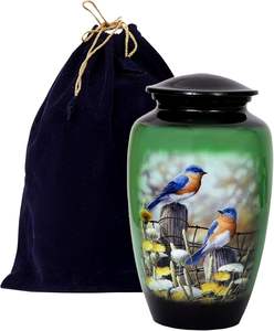 Urna Funeraria Moderna para Cenizas de Adultos, Diseño de Aves, Urna de Metal Hecha a Mano, Grande, 3.5 Litros, Florero de Mesa, Precio al por Mayor - Product Image 1