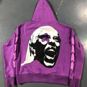 2025 personnalisé poids lourd coton imprimé visage intégral sweat à capuche zippé femmes mode OEM Streetwear saison d'hiver fabriqué au Pakistan - Product Image 4