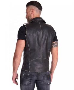 Gilet en cuir de motard pour homme avec gilet en cuir de vache pour style vieilli vintage - Product Image 6