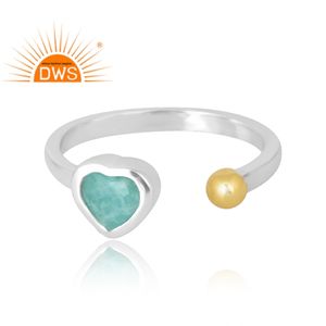 แหวนเงินแท้ 925 ประดับพลอยอะมาโซไนต์ธรรมชาติ ดีไซน์ทันสมัย ขายดี เป็นของขวัญสำหรับผู้หญิง - Product Image 3