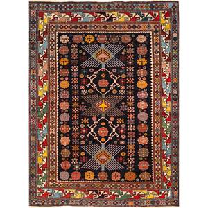 Alfombra de Lana Anudada a Mano Nuray Azul, Patrón Geométrico, Alfombra Rectangular para Pasillo, Decoración de Sala de Estar, Tamaño 9x12 - Product Image 1