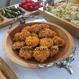 Bois de cerf poignée bol de service en bois excellente qualité bol à salade fait main classique élégant nouveau bol en bois - Product Image 1