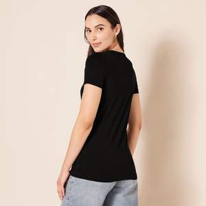 Camiseta Informal de Algodón para Mujer Essentials, Cuello en V, Media Manga, Suave, Elástica, Ajuste Regular, Ecológica, Secado Rápido, Transpirable para Uso Diario - Product Image 3