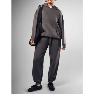 Hot Sale Women's Winter 100% Cotton Tracksuit <b>Set</b> Customizable 2 Piece Solid Long Sleeve Jogger <b>Sweat</b> <b>Set</b> - Product Image 4
