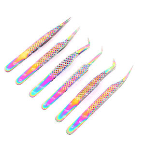 Pince à cils en forme de coeur à paillettes de couleur forte poignée pince à épiler d'extension de cils en acier inoxydable japonais solide - Product Image 4