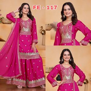 Conjunto Sharara de Seda Chino Pura, Hermoso y Elegante, Estilo Étnico, para Fiestas, Bodas y Uso Casual para Mujer - Product Image 1