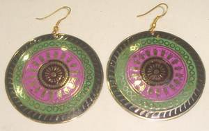 Boucles d'oreilles en laiton gravé en laiton totalement bijoux de luxe en laiton plaqué or non percé creux - Product Image 3