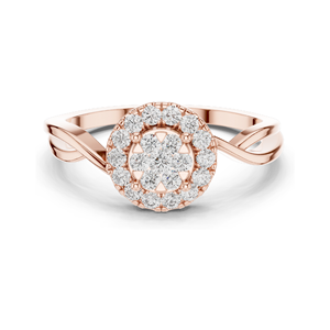 แหวนเพชรคลัสเตอร์ 0.282 กะรัต สำหรับผู้หญิง ความใส VVS-VS EF ทอง 18KT, 14KT, 10KT และเงิน 925  ทองชมพู, ทองเหลือง, ทองขาว - Product Image 1