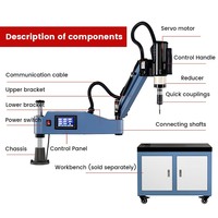 Mesin tap bor otomatis daya tinggi M3-20ED, lengan ketuk CNC tipe Rocker, Vertikal/Universal, Hemat waktu