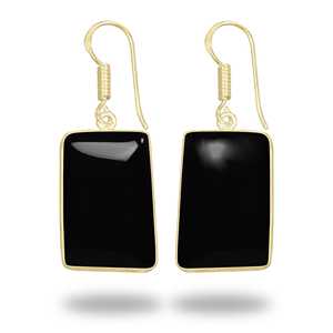Pendientes de Oro Real de 18K Más Vendidos para Mujeres y Niñas, Pendientes Clásicos para Bodas y Fiestas, Joyería con Piedras Preciosas de Ónice Negro para Mujer - Product Image 1