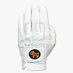 Guantes de golf de cuero Cabretta de mano izquierda para hombre listos para enviar con pegatina sublimada de cabra 3D guantes de cuero de Golf personalizados blancos - Product Image 1
