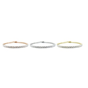 Vintage Gift 18K <b>Solid</b> White <b>Gold</b> Lab Grown Diamond Thin Tennis Charm Bracelet <b>Bangles</b> for Women Party - Product Image 4