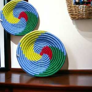 Juego de cesta de decoración de pared de hierba Sabai Natural ecológica de diseño elegante, platos colgantes de pared de hierba Sabai coloridos para decoración del hogar - Product Image 6