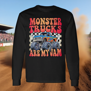 T-Shirt a Maniche Lunghe con Monster Truck Colorati, 'Monster Truck Are My Jam' - Per Uso Promozionale - Product Image 3