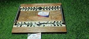 Plateau de luxe en bois incrusté de nacre fait à la main Ramadan Mubarak Dessert et Date plat de service Eid Mubarak célébration - Product Image 6