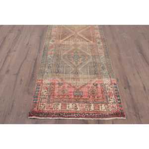 Alfombra Turca Vintage, Alfombra de 3.1x10.4 pies, Alfombra Azul de Lana Marroquí - Product Image 2