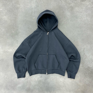 Sweat à capuche court 100% coton surdimensionné coupe régulière pour hommes hiver conception d'épaule tombante Logo personnalisé de haute qualité - Product Image 4