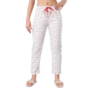 Diseño llamativo 100% ropa de dormir de algodón vestido de noche para mujeres niñas usan pijamas florales de pantalón completo a la venta