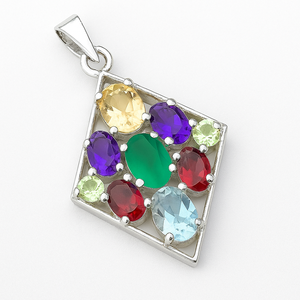 Pendentif en argent sterling plaqué rhodium avec pierres précieuses multiples - Bijoux minimalistes faits à la main - Product Image 4