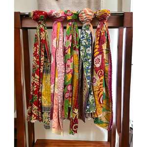 Bufanda Kantha Reversible Vintage 100% Algodón con Estampado a Mano, Accesorio de Moda para Mujer - Pañuelo y Estola - Product Image 6