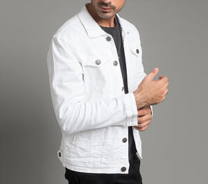 Chaqueta vaquera con botones para hombre con diseño personalizado, chaqueta vaquera de manga larga clásica a la moda, precio al por mayor - Product Image 3