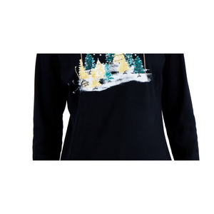Karen Scott Top casual da donna a maniche lunghe per le vacanze, nero, taglia grande - Product Image 3