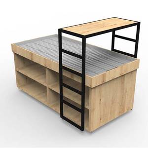 Étagère surélevée en bois naturel avec cadre en fer noir 110 x 50 cm - Product Image 1