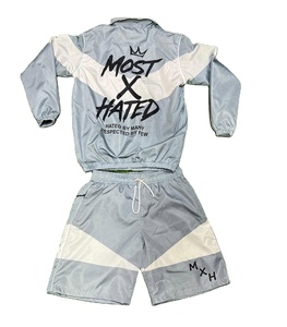 2 Piece Custom Reflective Wind Breaker Tracksuit 2 Piece Set Colorblock Nylon <b>Jacket</b> <b>Short</b> Set Men Streetwear Lightweight Autumn - Product Image 4