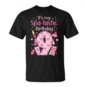 Maglietta per Festa Spa di Compleanno N.9 per Ragazze di Nove Anni, Personalizzabile per Celebrazioni di Compleanno, T-Shirt Promozionale - Product Image 2