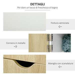 คอลัมน์ห้องน้ำ kleankin ที่มี2ชั้นวางและ2ตู้, 15.2x29ตู้สูงประหยัดพื้นที่8x118ซม. สีขาวและสีไม้ - Product Image 6