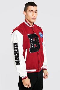 Venta al por mayor por encargo de los hombres Varsity chaqueta de secado rápido Patchwork ropa de invierno con cuello alto precio barato - Product Image 3